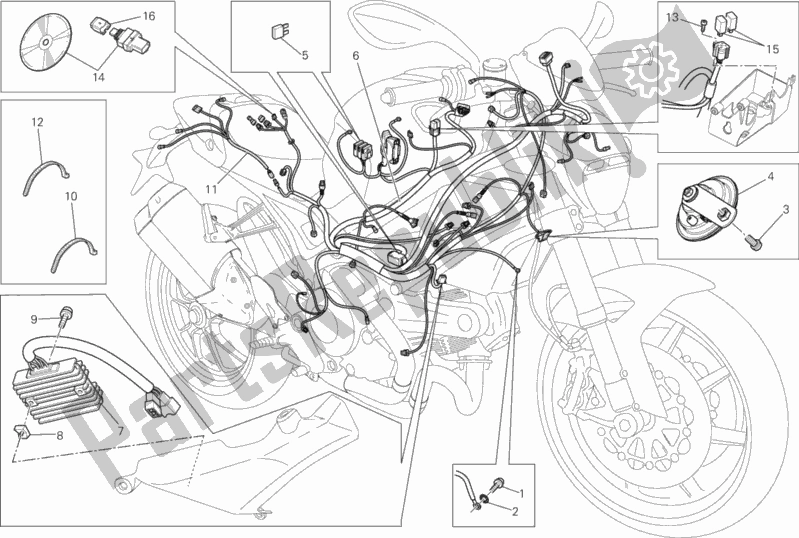Tutte le parti per il Cablaggio Elettrico del Ducati Monster 1100 EVO ABS 2013